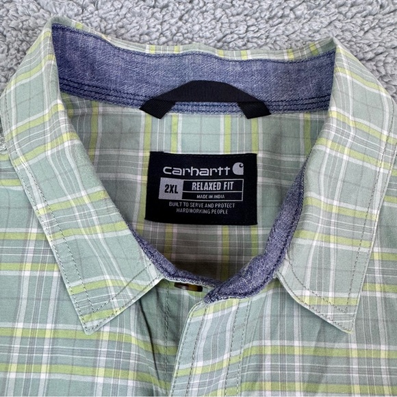 Carhartt Rugged Flex Relaxed Fit  Plaid Shirt / 2XL 2 Pockets Fishing/camping - Picture 4 of 7